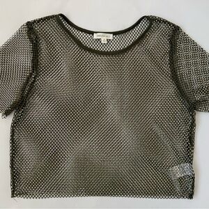 Endless Blu Green Rhinestone Mesh Crop Top